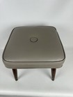 Vintage Mcm Mid-century 15  Square Footstool Ottoman Stool Vinyl Tapered Legs