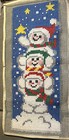 Completed Christmas Snowmen Latch Hook Rug Hanging Tapestry 90   s Vtg