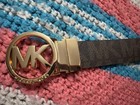 Michael Kors Leather Belt Women s Mk Logo Round Buckle 41 