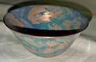 Miniature Enamel On Copper Bowl Signed 2006 Abstract Asian Design 4 x 1  1 2 