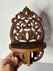 Vintage Ornate Hand Carved Indian Sheesham Wood Wall Shelve Plant Shelf Folding