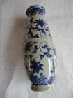 Vintage Chinese Blue   White Porcelain Vase 10   Hand Painted Floral Marked Base