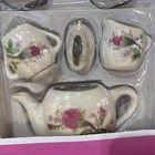 Vintage Child s 17 Piece China Tea Set Original Box Floral Rose Pattern Complete