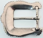 Vtg Western Horseshoe Cowgirl Cowboy Engraved Silver-tone Belt Buckle