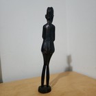 Vintage African Hand Carved Wood Woman Statue 13  Tribal Figurine Dark Stained
