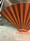 Vintage Handmade Fan Design Personal Fireplace Screen Light Dark Rays Design