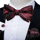 Silk Paisley Bow Tie Set For Men Pre-tied Adjustable Loop Wedding Party Groom