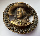 Xxl Antique 2 Pc  Brass Picture Button W cut Steels  charles Of England  014