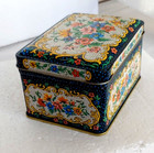 Vintage Daher Metal Hinged Decorative Tin Faux Needlepoint Floral Design England