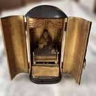 Japanese Wood Carved Buddhist Statue Kukai Kobo Daishi With Zushi W3 9  h8 5in Fs