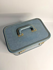 Vintage Oshkosh Train Case Cosmetic Carry On Suitcase Luggage 1950s Blue No Key