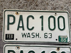 Original 1963 Washington License Plate Matched Set Pair  Cool   100