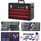 Workpro 408pcs Mechanics Tool Set W 3-drawer Metal Case Socket Wrench Set Kit