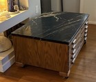 Custom Hamilton Flat File Coffee Table Oak Blueprint Cabinet Choice Stone Top