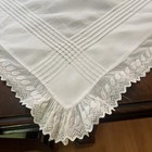 Antique Handmade Embroidered White Cotton Eyelet Baby Basinet  Blanket Sheet