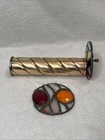 Vintage Brass Kaleidoscope With 2 Stained Glass Wheels
