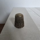 Antique Sterling Silver Sewing Thimble Ornate Paneled Band Cartouche Vintage
