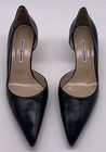 Manolo Blahnik Black Leather D orsay Pointed Toe Kitten Heel Sz 41 5 Us 11 5