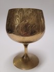 Antique Indian Brass Etched Goblet Chaloce Altar Cup