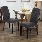 Tufted Dining Chairs Set Of 2 Parson Chair Armless Kitchen Room Leather Backrest