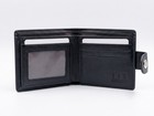 Men s Leather Bifold Wallet With Button Closure Slim Card Holder Gift Box Black