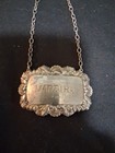 English Sterling Silver Madeira Decanter Tag Bottle Label Nice Details Hallmarks