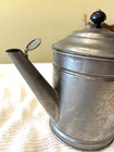 Vtg Metal Stove Top Water Pot Boiler Wood Hdl Hinged Spout Lid Camping Antique