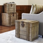 White Washed Rustic Decorative Wooden Trunk  Medium