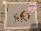 Frog And Toad Playing Drums Needlepoint Canvas 18 Mesh 4 6x3 3