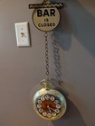 Backward Clock Bar Beer Sign Hanging Advertisment Decor Bar Open Closed 