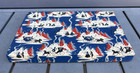 Vintage Holiday Decor Christmas Department Store Gift Box Blue Silver Red 1930s