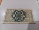 1942 Denmark 5 Kroner Dolmen Banknote H-series