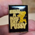 Vintage Save A Mouse Eat Pussy Enamel Pin Retro Adult Humor Novelty Gold Tone