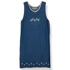 Vintage Denim Maxi Dress Size Xl Embroidered Windmill Jean Jumper Pinafore 90s