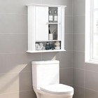 White Bathroom Wall Cabinet Over Toilet 2 Doors Hooks Storage