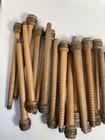 Wood Bobbins Spools Industrial Style Spindles 7 3 8  And 8 75  Wooden Quills Lot