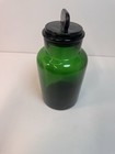 Vintage Dark Green Glass Apothecary Jar  Canister With Lid 10 5   