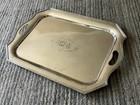 Antique Edwardian English Hand Engraved Silver Plate 24    Handled Serving Tray