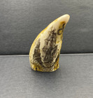 Reproduction Scrimshaw Resin 4  Whale Tooth W  Capt N b  Vincent