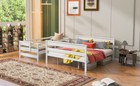 Twin Xl queen Bunk Bed Wood Loft Bedframe With Ladder 81  x39 3   61 2   White