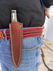 Leather Crafted Belt Loop Knife Sheath Holster Fix Dagger Blade Double Edge