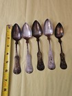 Four Antique American Coin Silver Fiddleback Spoons Signed E H Goulding   Bonus