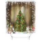 Christmas Shower Curtain Bathroom Rug Set Bath Mat Pedestal Rug Toilet Lid Cover