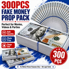 300pcs Prop Cash Money  100 Fake Bills Movie Video Photo Party Prank Copy Bundle
