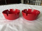 Enjoy Coca-cola Lot Of 2 Red Plastic Ashtrays  Made In Usa Cs