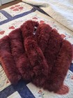Umren Women s Faux Fox Fur Shawl Wrap Burgundy Stole Shrug Bridal Winter Wedding