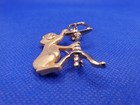 Vintage Gold Tone Cat Reaching For Fish Bowl Brooch Pin Dangling Silly Whimsical