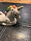 Vintage 1990s Hand Painted Porcelain Unicorn Figurine Rainbow Mane