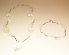 Sterling Silver Geometric Clear Glass Bead Necklace And Bracelet Set