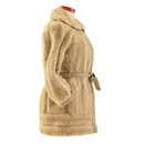 60s Vintage Fit N Flare Suede Coat Womens L Faux Fur Boho Luxe David Bowie Style